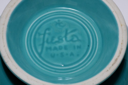 Fiestaware HLC Teapot W/Lid & Ring Handle Sea Mist Teal Green 7" Tall Vintage - Picture 5 of 5