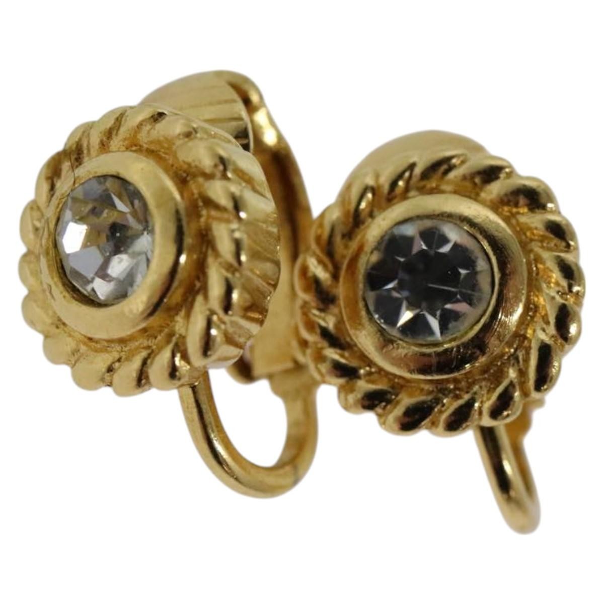 Christian Dior Vintage Clip-On Earrings Metal Gold Metal Earrings Jewelry