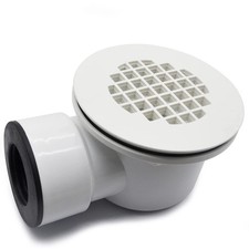 Low Profile Shower Drain, 1.5" Side Outlet Drain Assembly with Perforated Strain