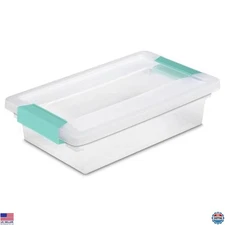 Sterilite 24-Pack Stackable Clear Plastic Clip Boxes with Lids for Storage &