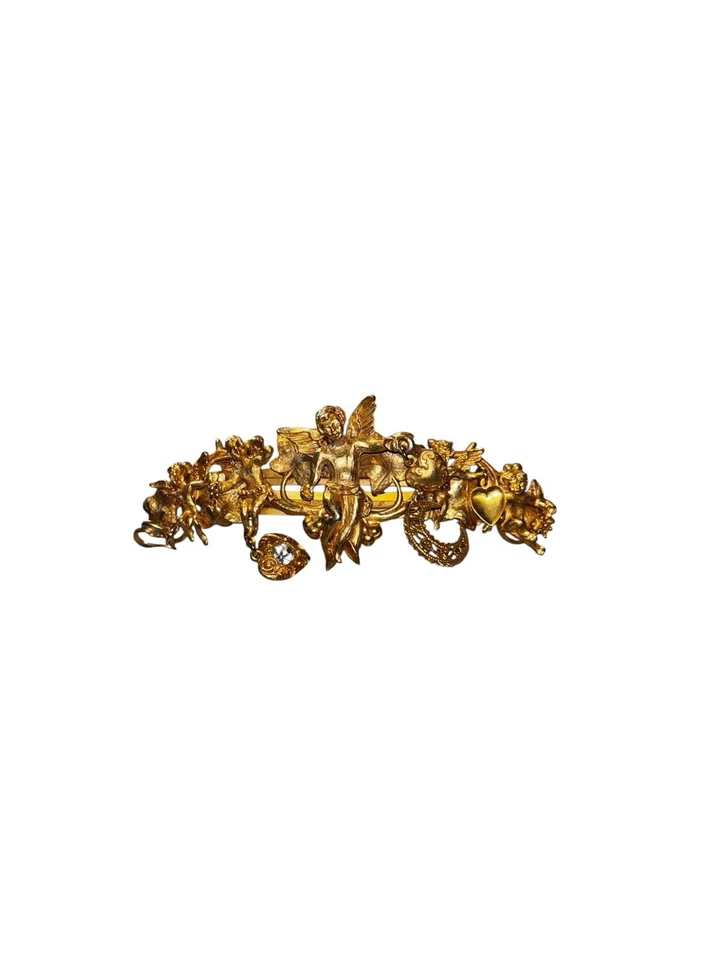 Kirk’s Folly Vintage Angel Cherub Barrette Gold Tone Hair Clip Rhinestone France - Image 2 of 4