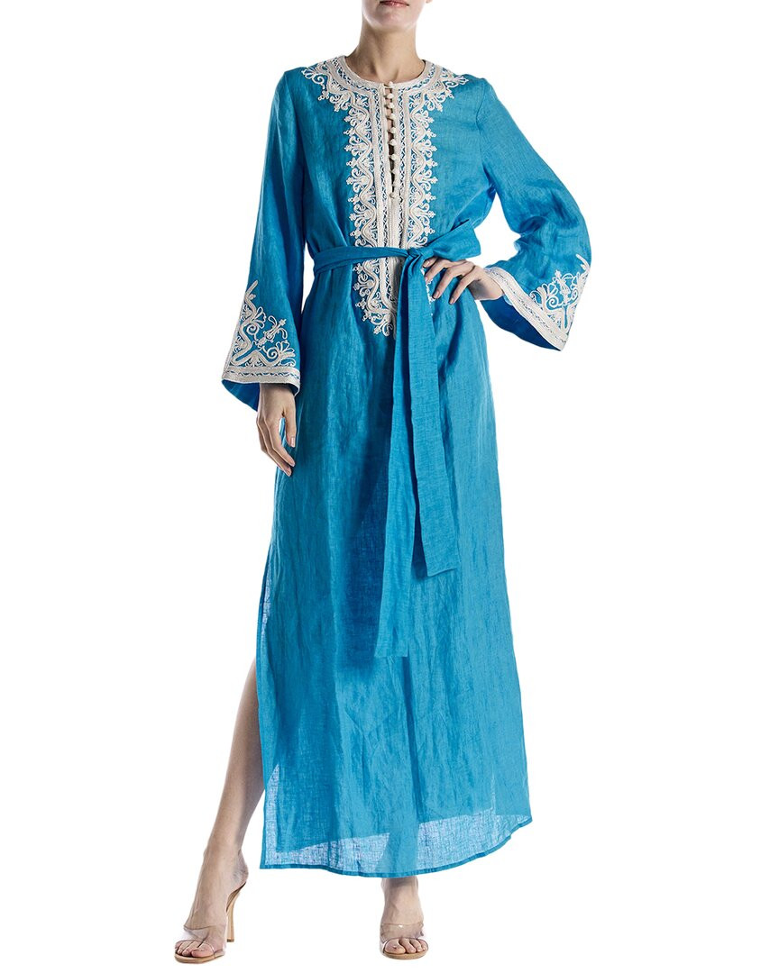 Женское льняное платье-туника с вышивкой Monique Lhuillier, L/Xl