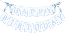 Bow Happy Birthday Banner for Bow Birthday Decorations Pink Bows Garland for Wom