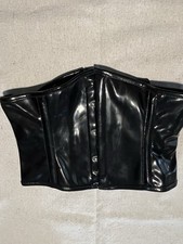 Black Latex Waist Clincher Corset XS Club Dance Goth No Laces