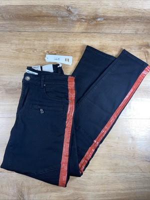 Embellish Racer Streetwear Biker Denim With Red Contrast Side