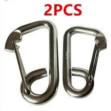 2PCS Stainless Steel Spring Snap Hook Safety Clip Rope Sliver Marine Eyelet Lock