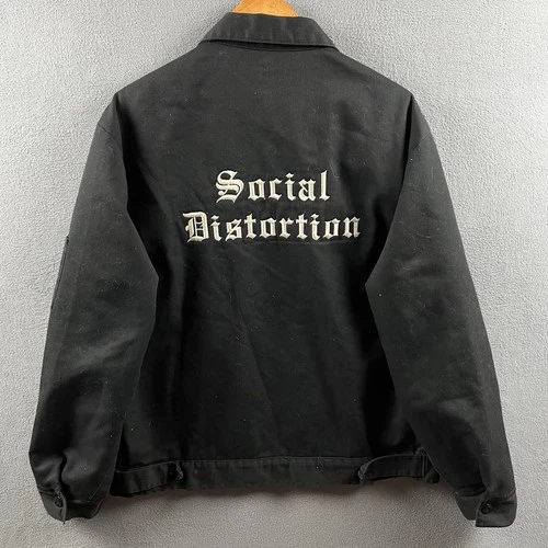Vintage Dickies Social Distortion Jacket Mens XL Black Lined Skully 90s Workwear image 2