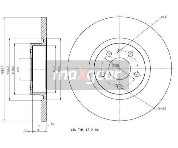 2 St. Bremsscheibe Maxgear 19-0991 Vorderachse FüR Alfa Romeo-image