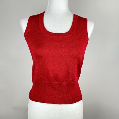 NWOT Grace Elements Women's Size Petite Red Shimmering Sleeveless Sweater Top
