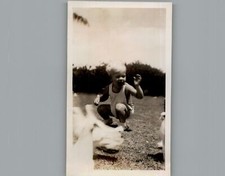Antique 1940's Kid With Pigeons - Black & White Photography Photos