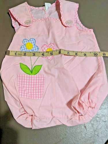 Lotto 2 pezzi vintage da 3 a 6 mesi pagliaccetti rosa per bambini, tute da salto pezzo unico - Foto 8 di 8