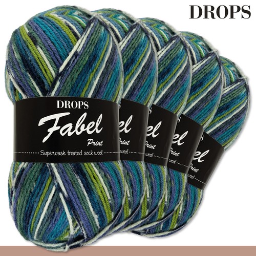 Drops 5 x 50 g Fabel Sockenwolle Schurwolle Garn Stricken Häkeln 55 Farben - Picture 71 of 108