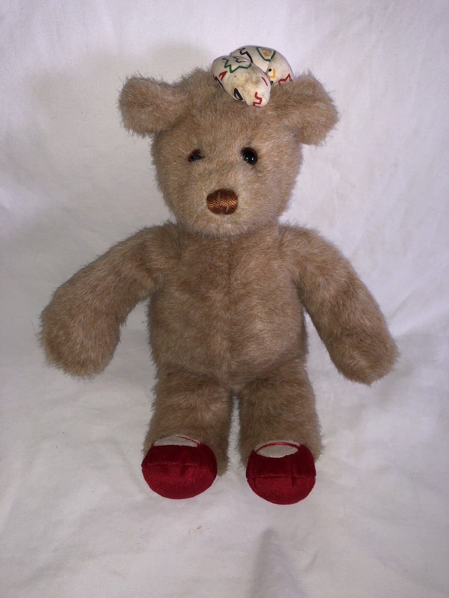 Vintage 1990 Gund Brown Teddy Bear Red Shoes Plush Korea Vintage 1990 Gund Brown Teddy Bear Red Shoes Plush Korea