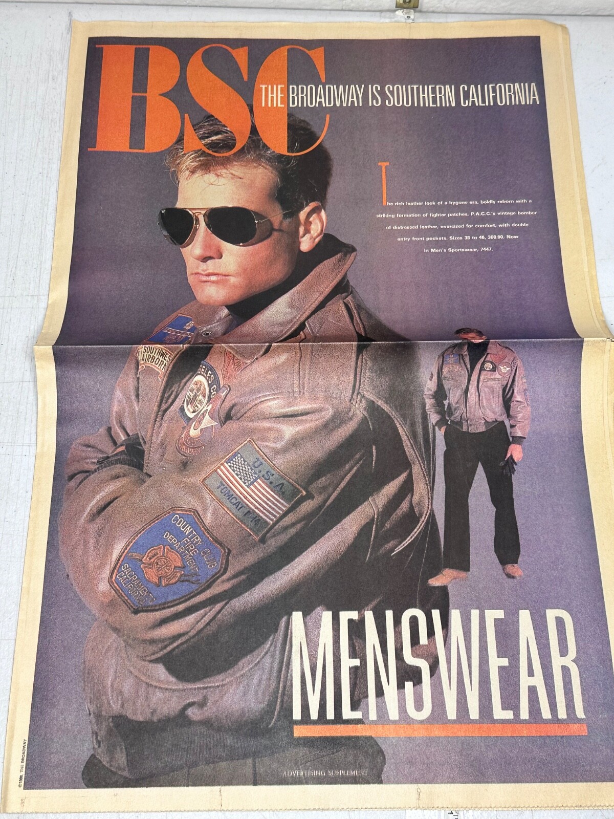 SAINT LAURENT Giacca Bomber Broadway SoCal 1988 Uomo Inserto PACC Pierre Cardin YSL Pubblicità