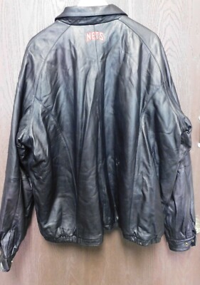 G-III Carl Banks NBA New Jersey Nets Leather Jacket Vintage Size 