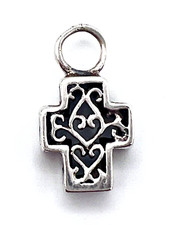 Vintage Sterling Silver Open Work Filigree Cross Charm Pendant