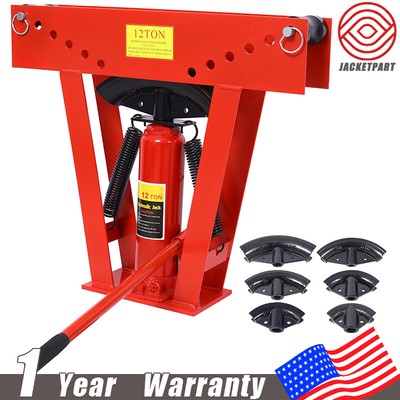 12T Pipe Bender Manual Hydraulic Piping Bending Exhaust Tube Fabric w/ 6 Dies