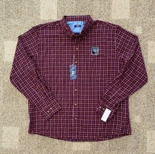 Mens IZOD Heritage Twill LS Button Up Shirt Port Royale Plaid Size L No Wrinkle