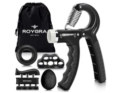 roygra Grip Strength Trainer, Forearm Workout, Hand & Finger Exerciser - 5 Pack