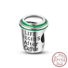 MULA Original 925 Sterling Silver DIY Charm Enamel Coffee Cup For Women Bracelet
