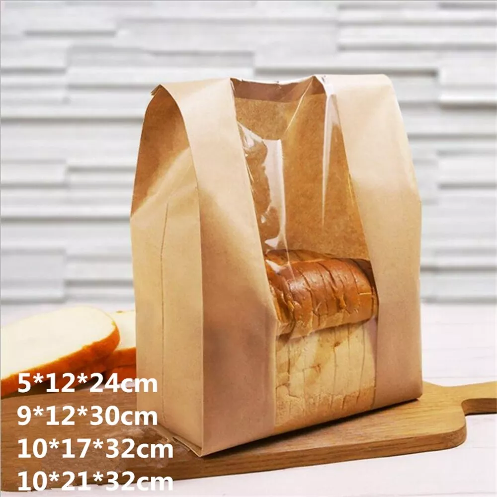 50pcs Transparent Plastic Bag With Handle Food Packaging Bag Party Favor  Baking Take Away Bags