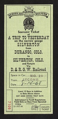 1968 Ticket Stub - Denver & Rio Grand - Kinderticket
