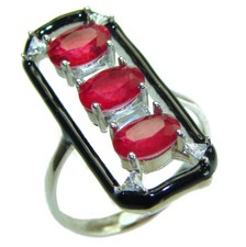Ruby Sterling Silver Ring Size: 8 Handmade 925 Unique Red Gemstone Jewelry