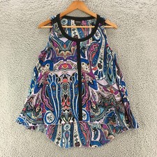 Nicole By Nicole Miller Sleeveless Blouse Top Womens Medium Multi Paisley Flowy