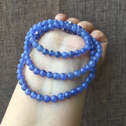 5.8mm Natural Tanzania Tanzanite Blue Zoisite Gemstone Beads Bracelet AAA - 第 1/2 張圖片
