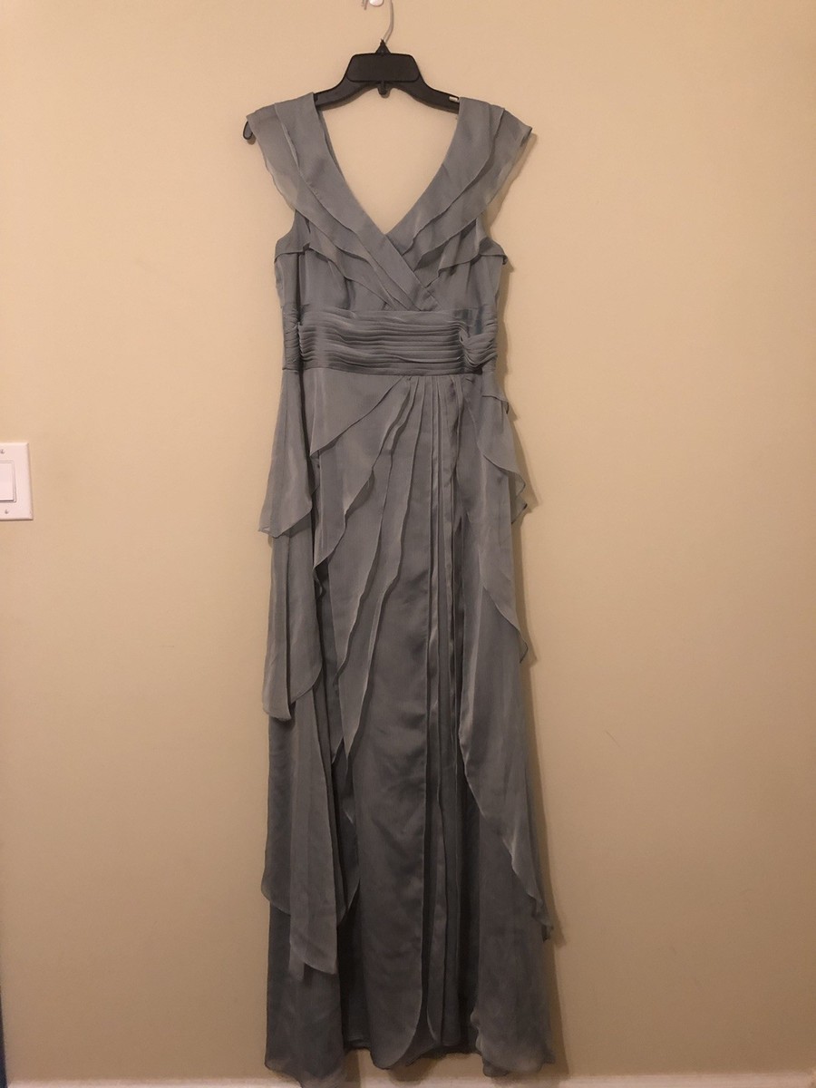 chiffon david's bridal bridesmaid dress Off The Shoulder Full Skirt Dress in Dusty Sage | Size: 8