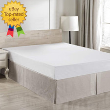 Belgian Linen Bed Skirt with Classic 14 Inch Tailored Drop Dust Ruffle Easy Fit