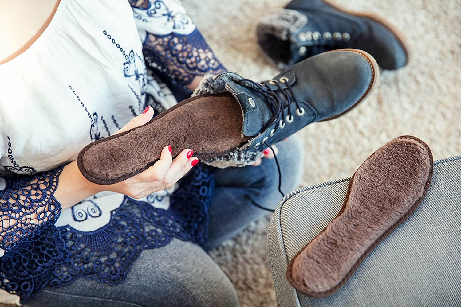 Lambswool Winter Insoles for Boots Shoes, Set of 3 Pairs, Insole