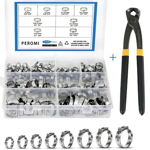 Plumbing Tools Mardatt 47Pcs Single Ear Stepless Hose Clamps With Ear Clamp Pincer Pliers Crimper Tool Pex Pipe Cutter 7mm To 185mm 304 Stainless Steel Hose Assortment Kit For Automotive Plumbing Use