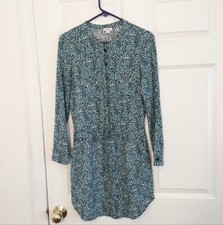 Splendid Shirt Dress Lt Blue Black Print Size S