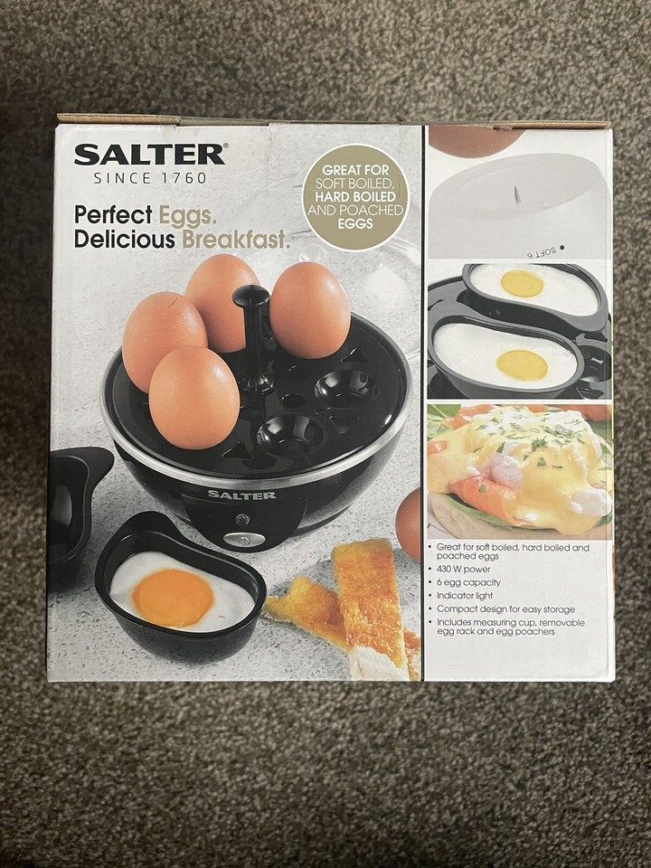 Salter 6 Egg Cooker Electric Poacher Boiler For Soft, Medium or Hard