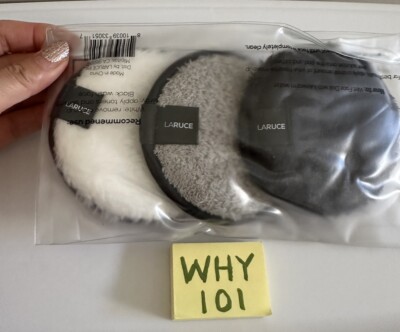 Laruce Face Disks Reusable Makeup Remover Pads SET OF 3 FULL SZ Clear Bag $24