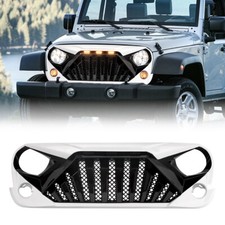 White Black Front Goliath Grille Wamber Lights For 2007-2018 Jeep Wrangler Jk