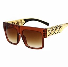 Sunglasses Gold Metal Frame Square