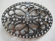 Rhinestone Belt Buckle Ornate Western Cowgirl Buckle  4 x 3"s 