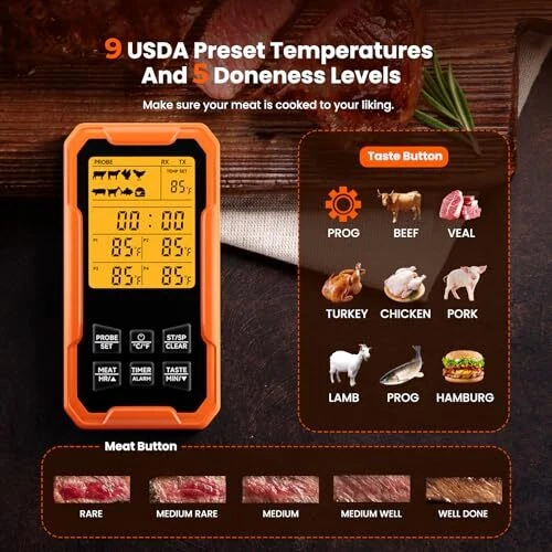 Wireless Meat Thermometer Remote Meat Thermometer With 4 Probes Fast And Accurat