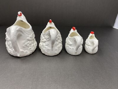 Vintage Tilso Japan Chicken Rooster Hen Set 4 Measuring Cups