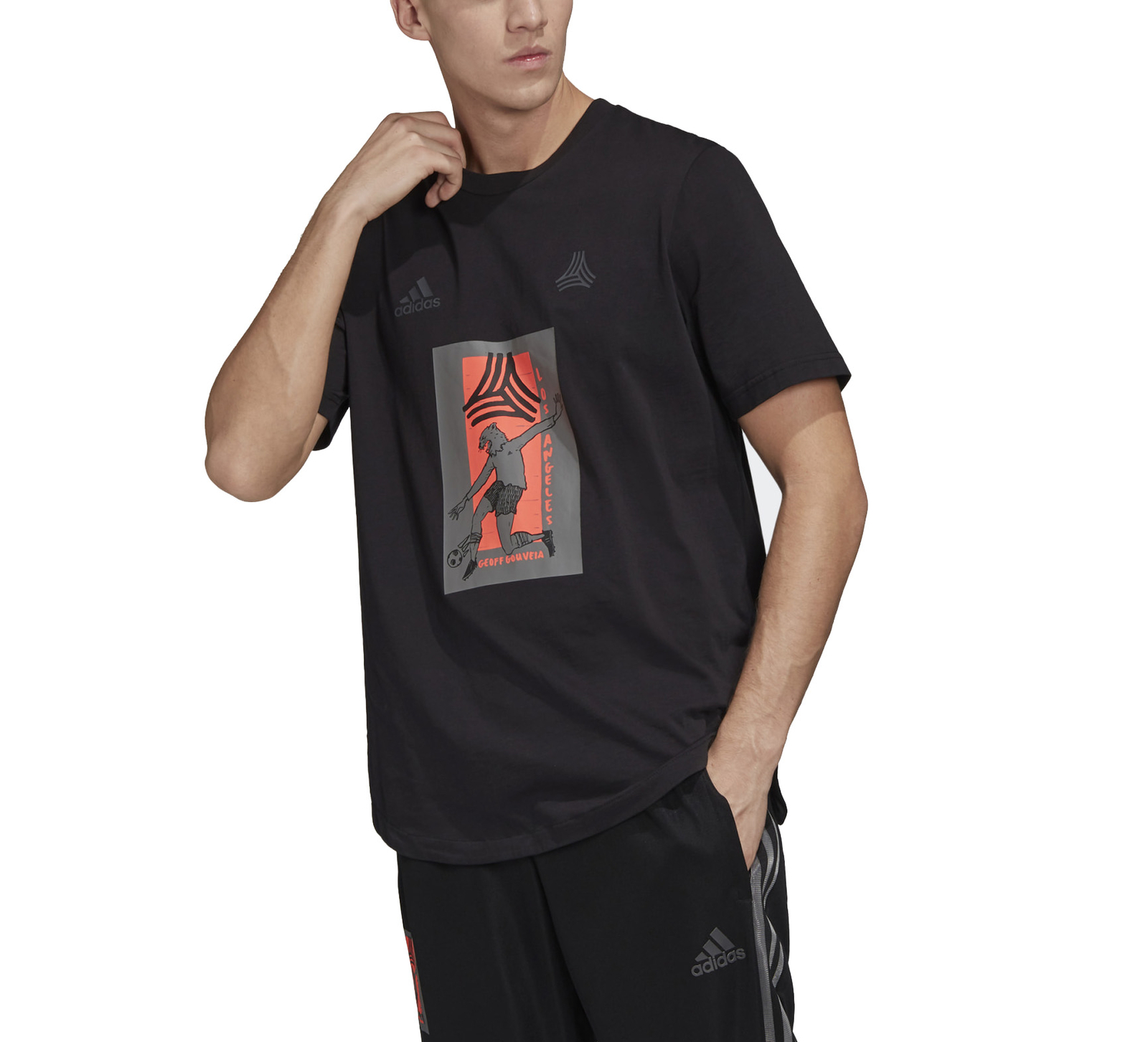 Мужская коричневая футболка Adidas с логотипом Geoff Gouveia, черная