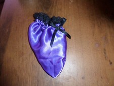 SISSY MODESTY CHASTITY  POUCH PURPLE  SATIN   BLACK LACE TRIM  BOW