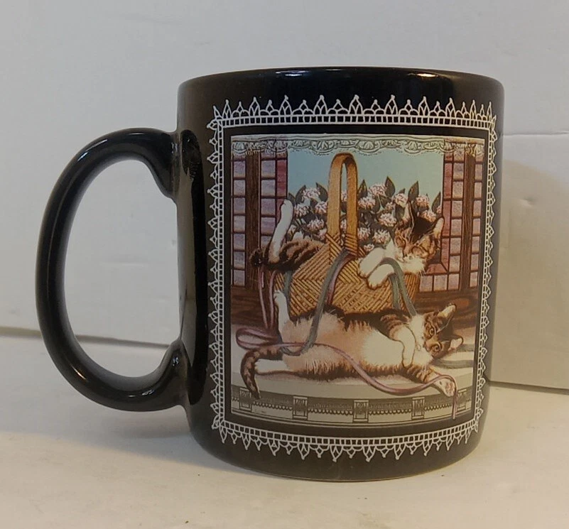 Taza de café Sue Wall All Over Cat 1996 con temática, taza de Giftcraft Foto 3 de 4