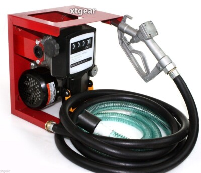 #ad 110V Electric Oil Fuel Diesel Gas Transfer Pump W Meter 12#x27; Hose Manual Nozzle $219.89