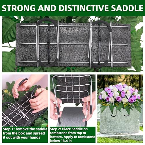 Artificial Cemetery Flower Saddles Rose Headstone Flower Saddle Outdoor Grave - Picture 7 of 7