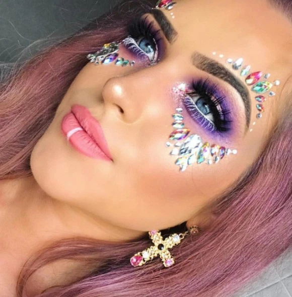 Festival EDC NYE Rave Cara Adhesiva Joyas Cristal Gemas Estrás Pegatina Foto 2 de 4