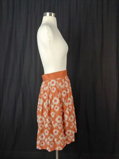Plenty by Tracy Reese Size 2 Orange Embroidered Floral Fit and Flare Full Skirt - Image 4 of 4