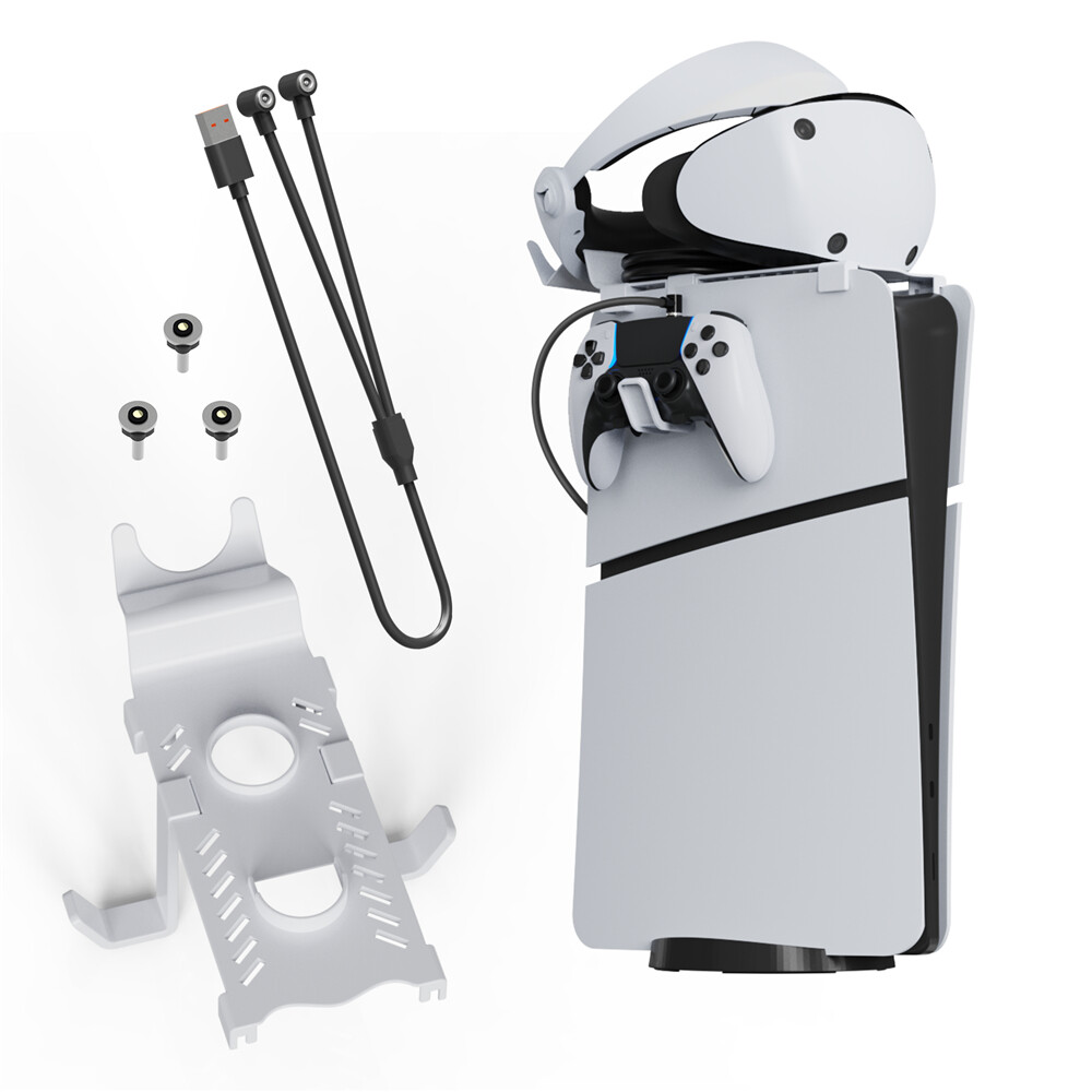 Headset stand controllers holder with 2-in-1 charging cable for PS5 slim and vr2-image
