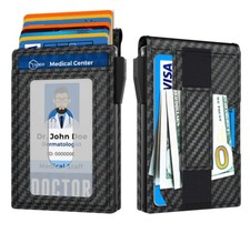 Mens Wallet Pop Up Card Holder with Cash Strap RFID Slim Minimalist Wallet